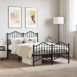 vidaXL Estructura de cama con cabecero y estribo metal negro 120x190cm
