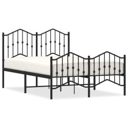 vidaXL Estructura de cama con cabecero y estribo metal negro 120x190cm