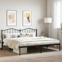 vidaXL Estructura de cama con cabecero metal negro 200x200 cm
