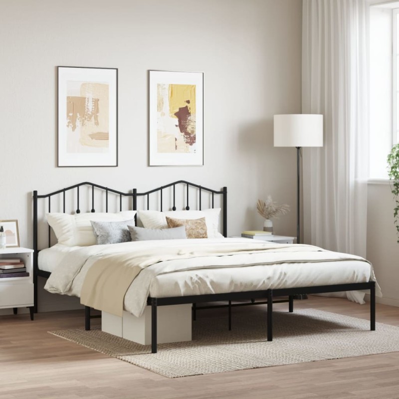 vidaXL Estructura de cama con cabecero metal negro 183x213 cm vidaXL Estructura de cama con cabecero metal negro 183x213 cm