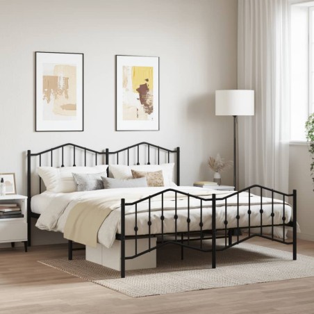vidaXL Estructura de cama cabecero y pie de cama metal negro 183x213cm