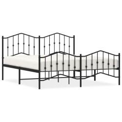 vidaXL Estructura de cama cabecero y pie de cama metal negro 183x213cm
