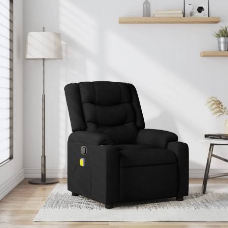 vidaXL Sillón reclinable de masaje de tela negro