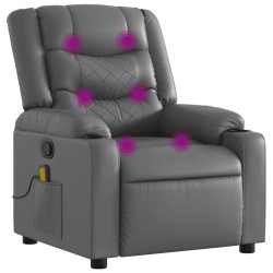 vidaXL Sillón de masaje reclinable cuero sintético gris