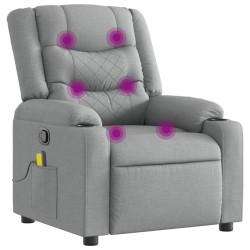 vidaXL Sillón reclinable de masaje de tela gris claro