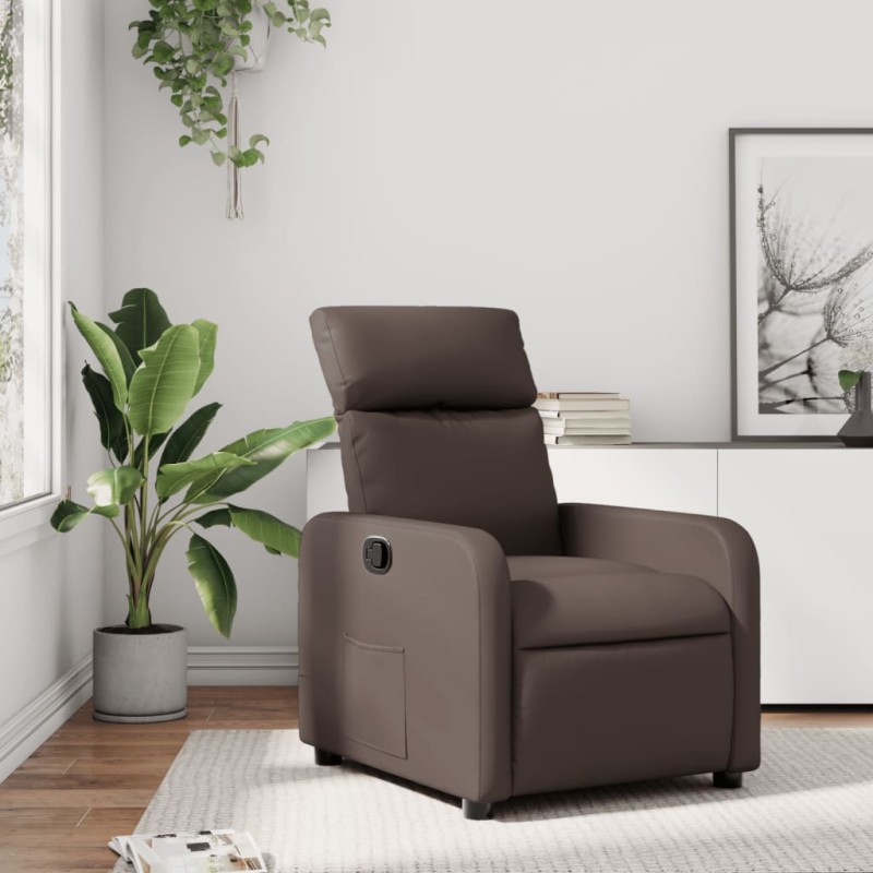 vidaXL Sillón reclinable de cuero sintético marrón vidaXL Sillón reclinable de cuero sintético marrón