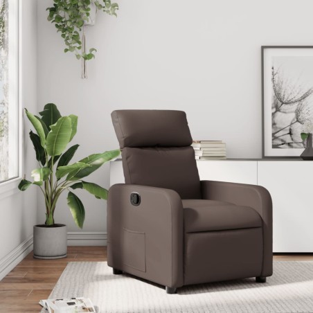 vidaXL Sillón reclinable de cuero sintético marrón