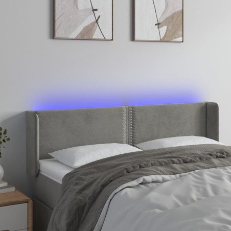 vidaXL Cabecero con LED de terciopelo gris claro 147x16x78/88 cm