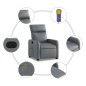 vidaXL Sillón de masaje reclinable cuero sintético gris vidaXL Sillón de masaje reclinable cuero sintético gris