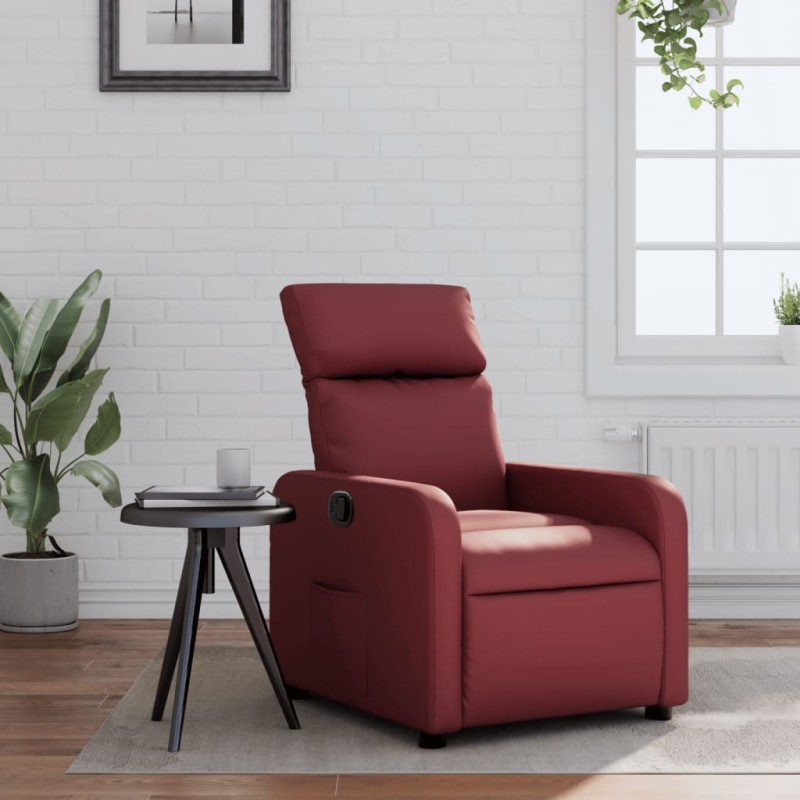 vidaXL Sillón reclinable de cuero sintético rojo tinto vidaXL Sillón reclinable de cuero sintético rojo tinto