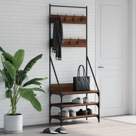 vidaXL Perchero con zapatero roble marrón 72x34x184 cm