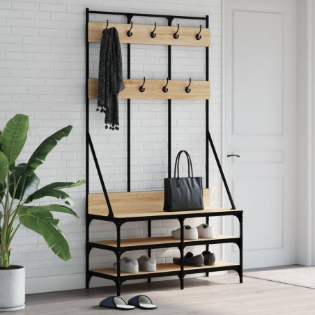 vidaXL Perchero con zapatero roble Sonoma 100x40x184 cm