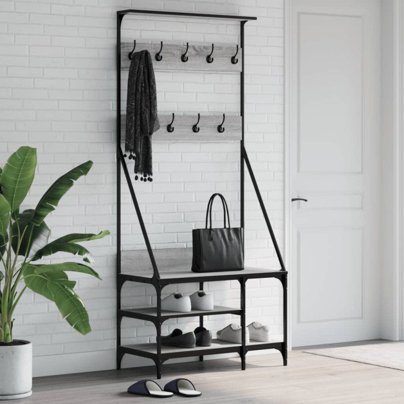 vidaXL Perchero con zapatero gris Sonoma 80x40x184 cm vidaXL Perchero con zapatero gris Sonoma 80x40x184 cm