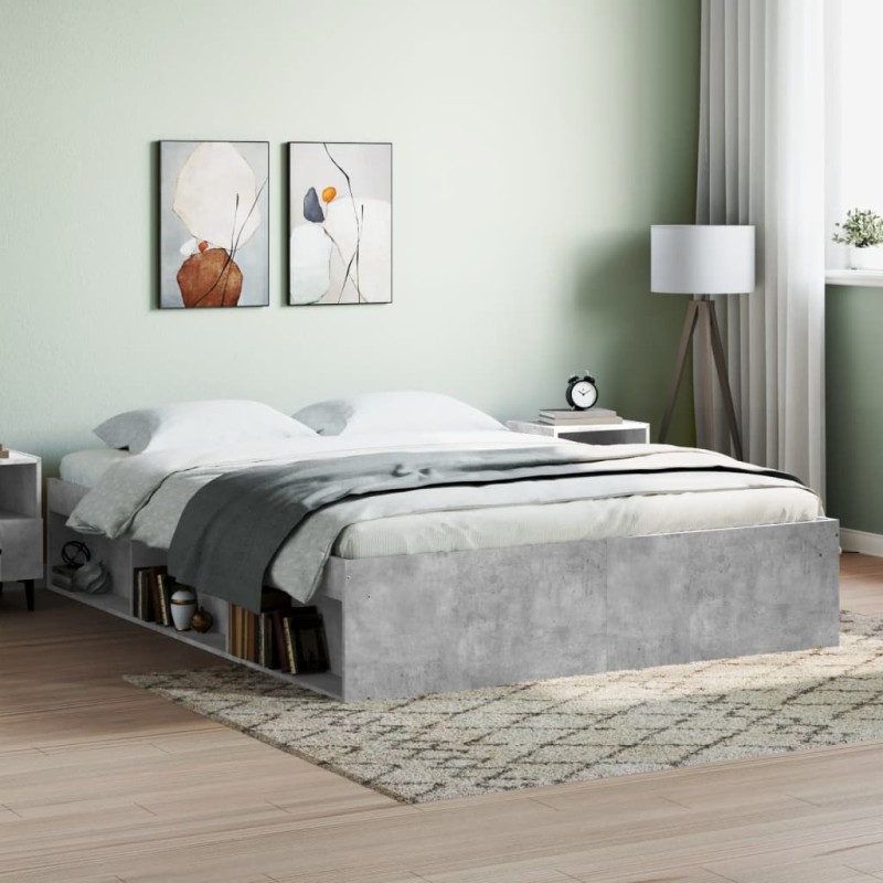 vidaXL Estructura de cama gris hormigón 140x200 cm vidaXL Estructura de cama gris hormigón 140x200 cm