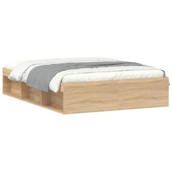 vidaXL Estructura de cama de matrimonio roble Sonoma 135x190 cm