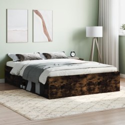 vidaXL Estructura de cama de matrimonio roble ahumado 135x190 cm