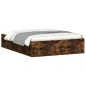 vidaXL Estructura de cama de matrimonio roble ahumado 135x190 cm vidaXL Estructura de cama de matrimonio roble ahumado 135x190 cm