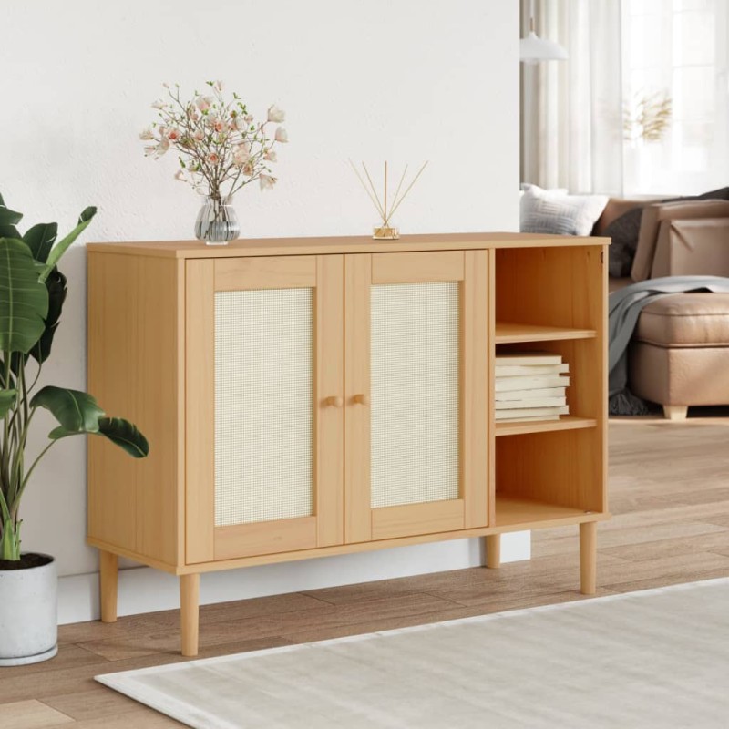 vidaXL Aparador SENJA aspecto de ratán madera pino marrón 112x40x80 cm vidaXL Aparador SENJA aspecto de ratán madera pino marrón 112x40x80 cm