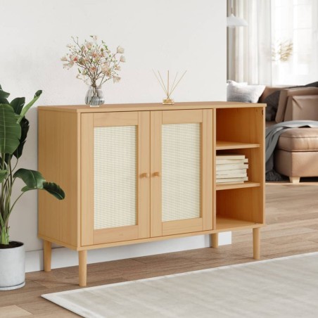 vidaXL Aparador SENJA aspecto de ratán madera pino marrón 112x40x80 cm