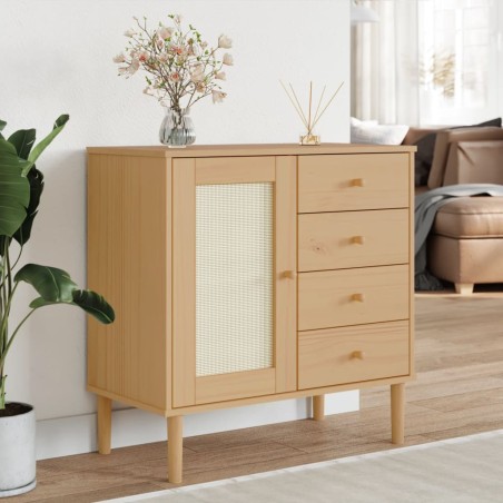 vidaXL Aparador SENJA aspecto de ratán madera pino marrón 80x40x80 cm