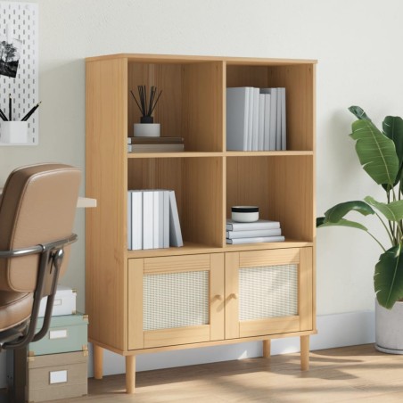 vidaXL Estantería SENJA aspecto ratán madera pino marrón 90x35x130 cm