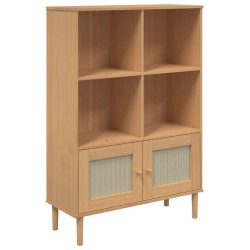 vidaXL Estantería SENJA aspecto ratán madera pino marrón 90x35x130 cm