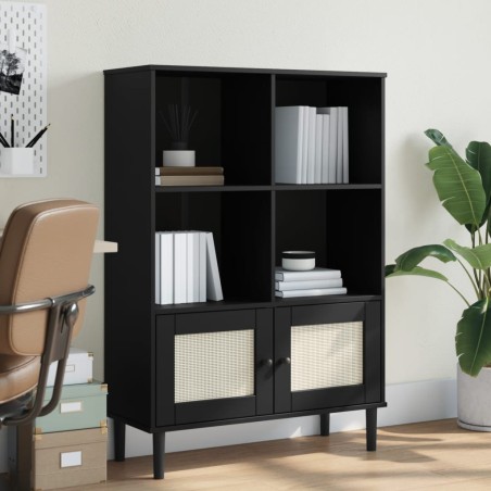 vidaXL Estantería SENJA aspecto ratán madera pino negro 90x35x130 cm