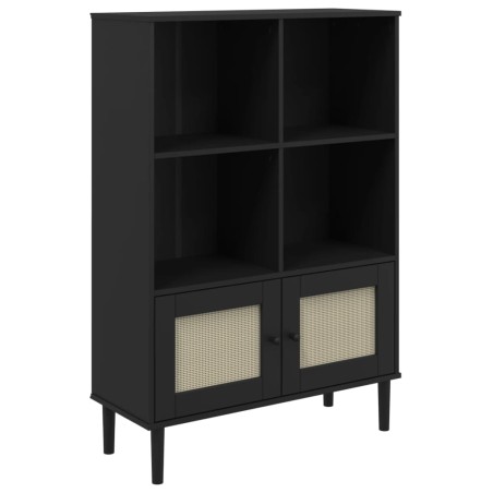 vidaXL Estantería SENJA aspecto ratán madera pino negro 90x35x130 cm