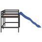 vidaXL Cama alta para niños tobogán madera maciza pino negro 80x200 cm vidaXL Cama alta para niños tobogán madera maciza pino negro 80x200 cm
