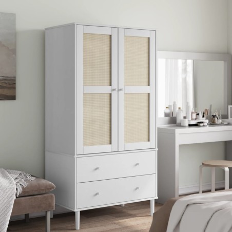 vidaXL Armario SENJA aspecto de ratán madera pino blanco 90x55x175 cm