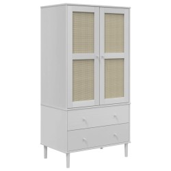 vidaXL Armario SENJA aspecto de ratán madera pino blanco 90x55x175 cm