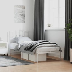 vidaXL Estructura de cama de metal con cabecero blanco 90x200 cm