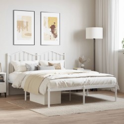 vidaXL Estructura de cama de metal con cabecero blanca 140x190 cm