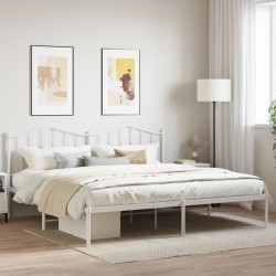 vidaXL Estructura de cama de metal con cabecero blanco 193x203 cm