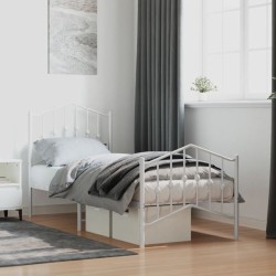 vidaXL Estructura cama metal con cabecero y pie cama blanca 75x190 cm