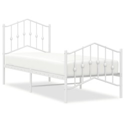 vidaXL Estructura cama metal con cabecero y pie cama blanca 75x190 cm