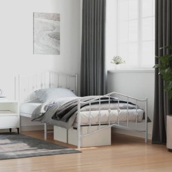 vidaXL Estructura cama metal cabecero y pie de cama blanca 100x190 cm