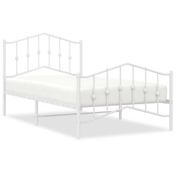 vidaXL Estructura cama metal cabecero y pie de cama blanca 100x190 cm