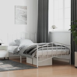 vidaXL Estructura cama metal con cabecero y pie cama blanca 107x203 cm