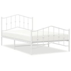 vidaXL Estructura cama metal con cabecero y pie cama blanca 107x203 cm