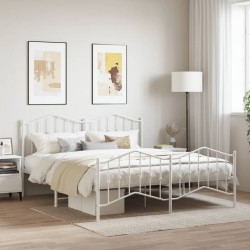 vidaXL Estructura cama metal con cabecero y estribo blanco 160x200 cm