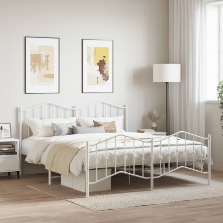 vidaXL Estructura cama metal con cabecero y estribo blanco 160x200 cm