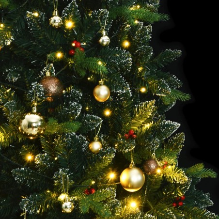 vidaXL Árbol de Navidad artificial con bisagras 300 LED y bolas 240 cm