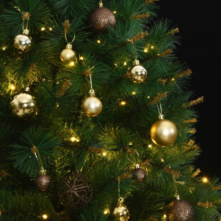 vidaXL Árbol de Navidad artificial con bisagras 300 LED y bolas 210 cm