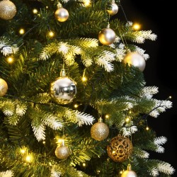 vidaXL Árbol de Navidad artificial con bisagras 300 LED y bolas 210 cm