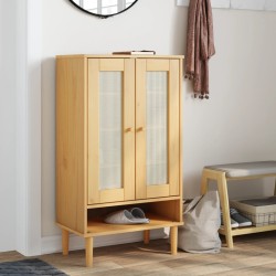 vidaXL Zapatero SENJA aspecto ratán madera maciza marrón 59,5x35x107cm
