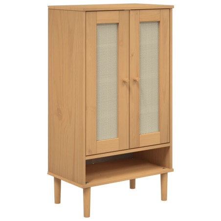 vidaXL Zapatero SENJA aspecto ratán madera maciza marrón 59,5x35x107cm