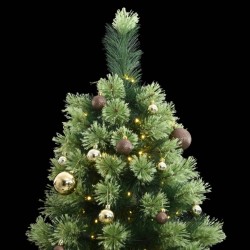 vidaXL Árbol de Navidad artificial con bisagras 150 LED y bolas 150 cm