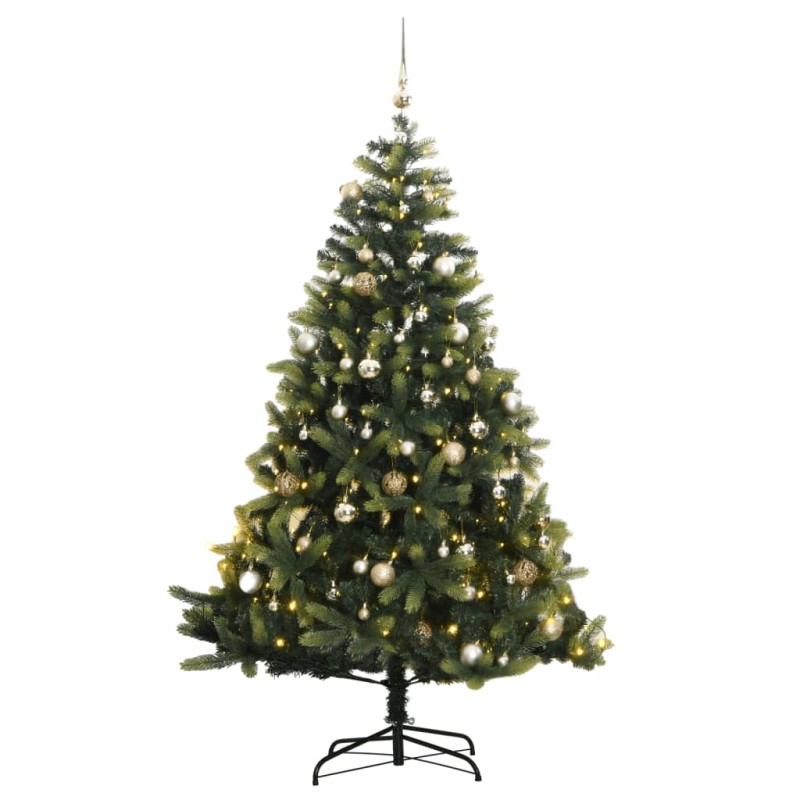 vidaXL Árbol de Navidad artificial con bisagras 150 LED y bolas 150 cm vidaXL Árbol de Navidad artificial con bisagras 150 LED y bolas 150 cm