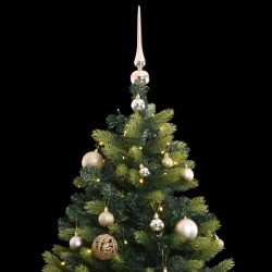 vidaXL Árbol de Navidad artificial con bisagras 150 LED y bolas 150 cm